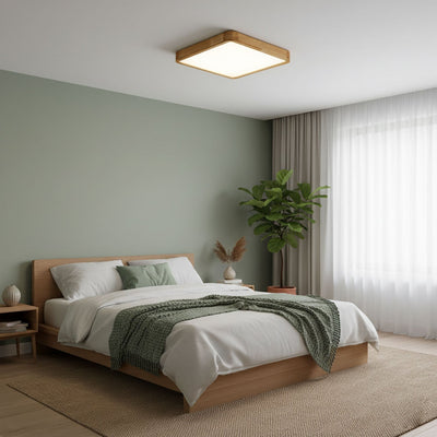 Edenford Wooden Geometric Flush Mount Ceiling Light