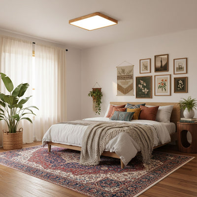 Edenford Wooden Geometric Flush Mount Ceiling Light
