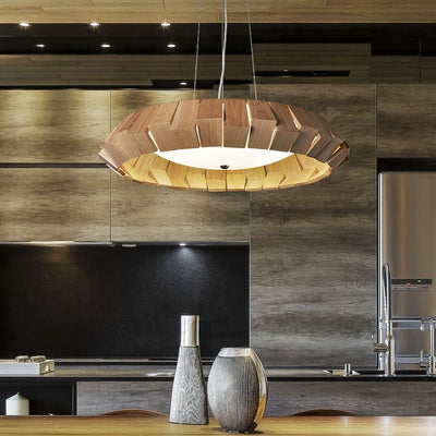 Viresto Wooden Patchwork Ring Chandelier