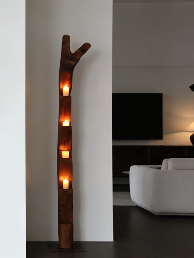 Wooden Branch Candle Tower