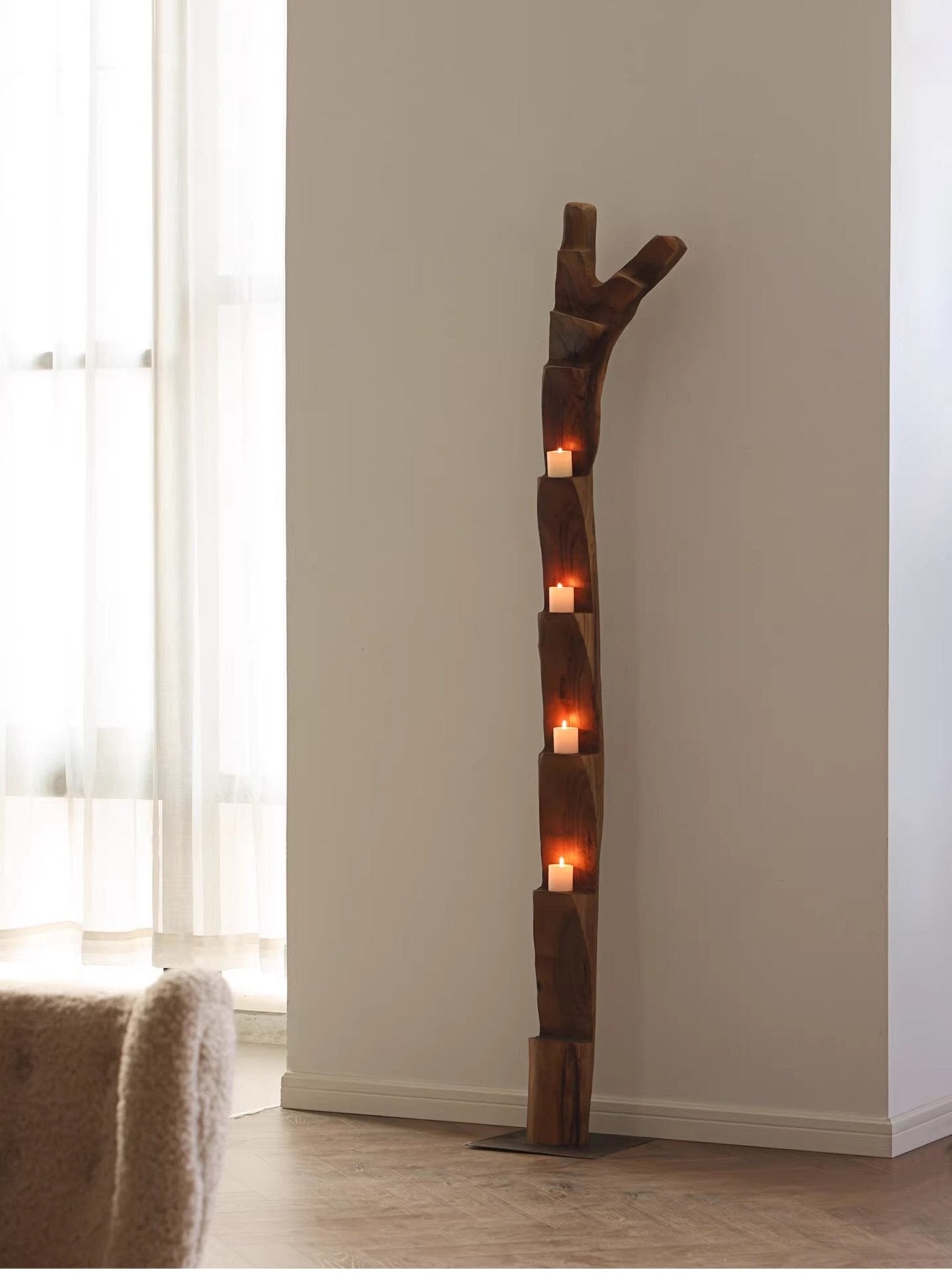 Wooden Branch Candle Tower