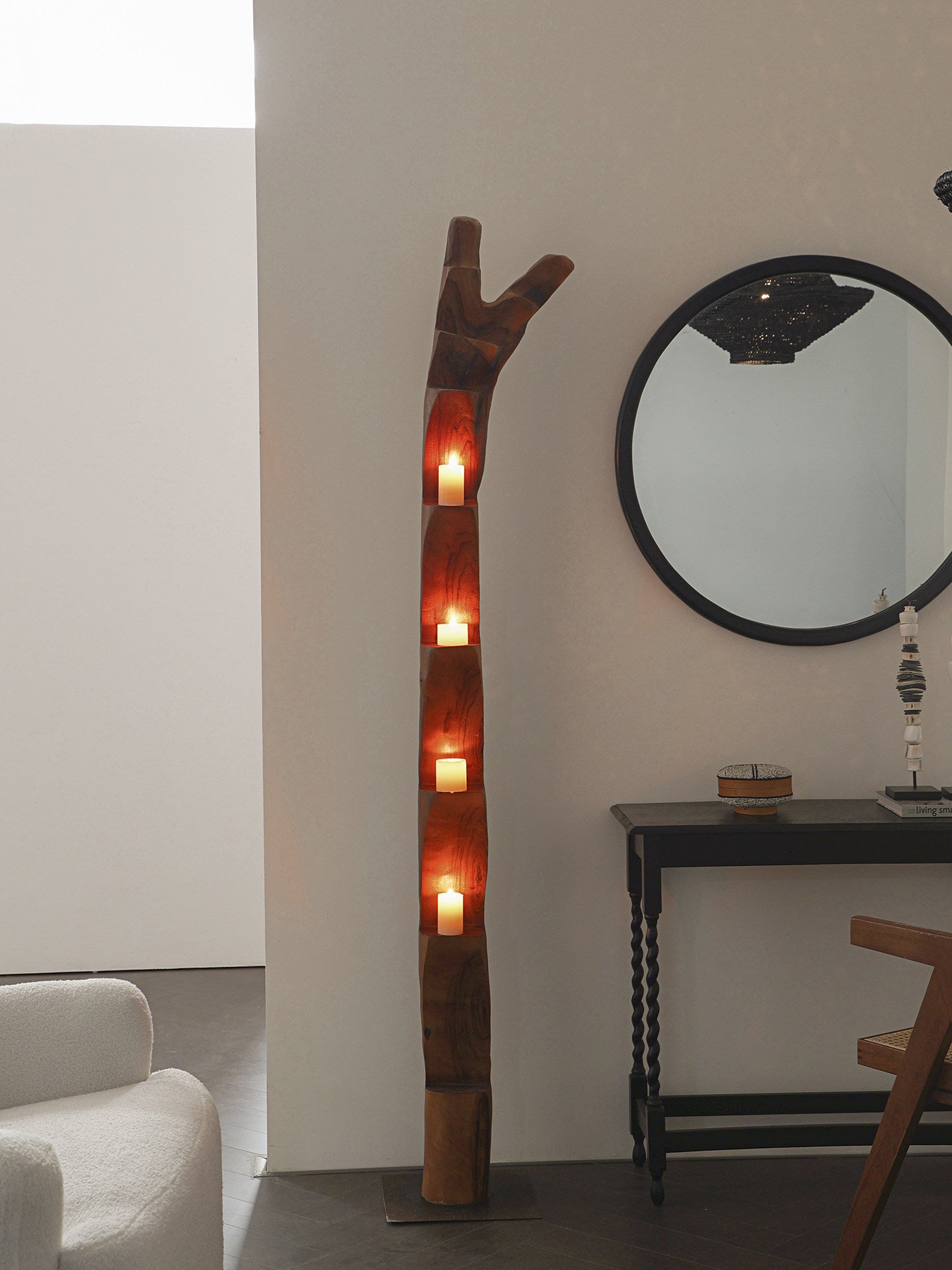 Wooden Branch Candle Tower