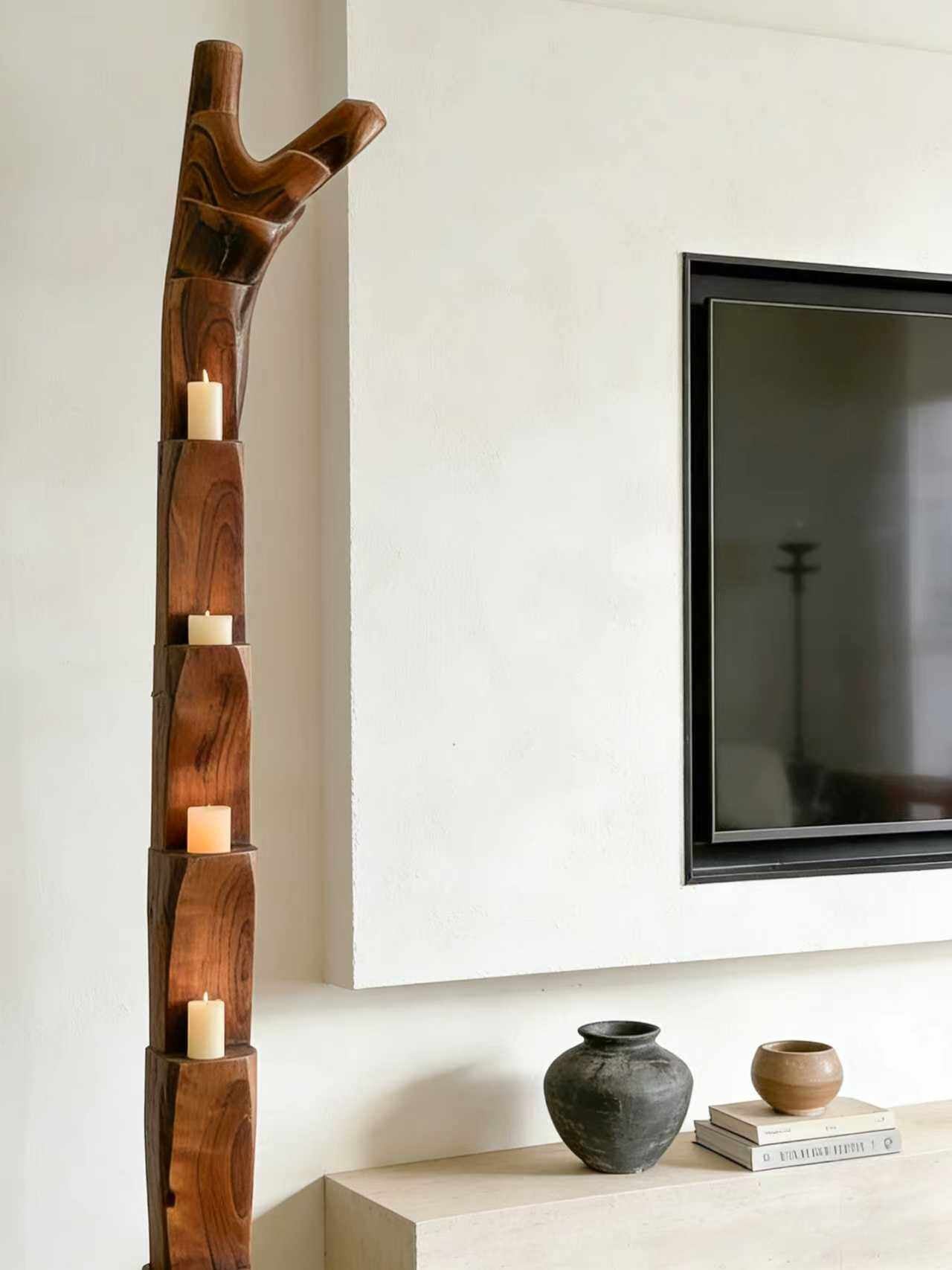 Wooden Branch Candle Tower