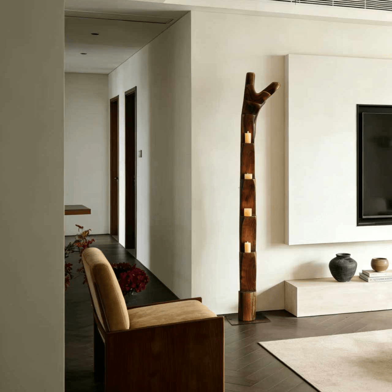 Wooden Branch Candle Tower