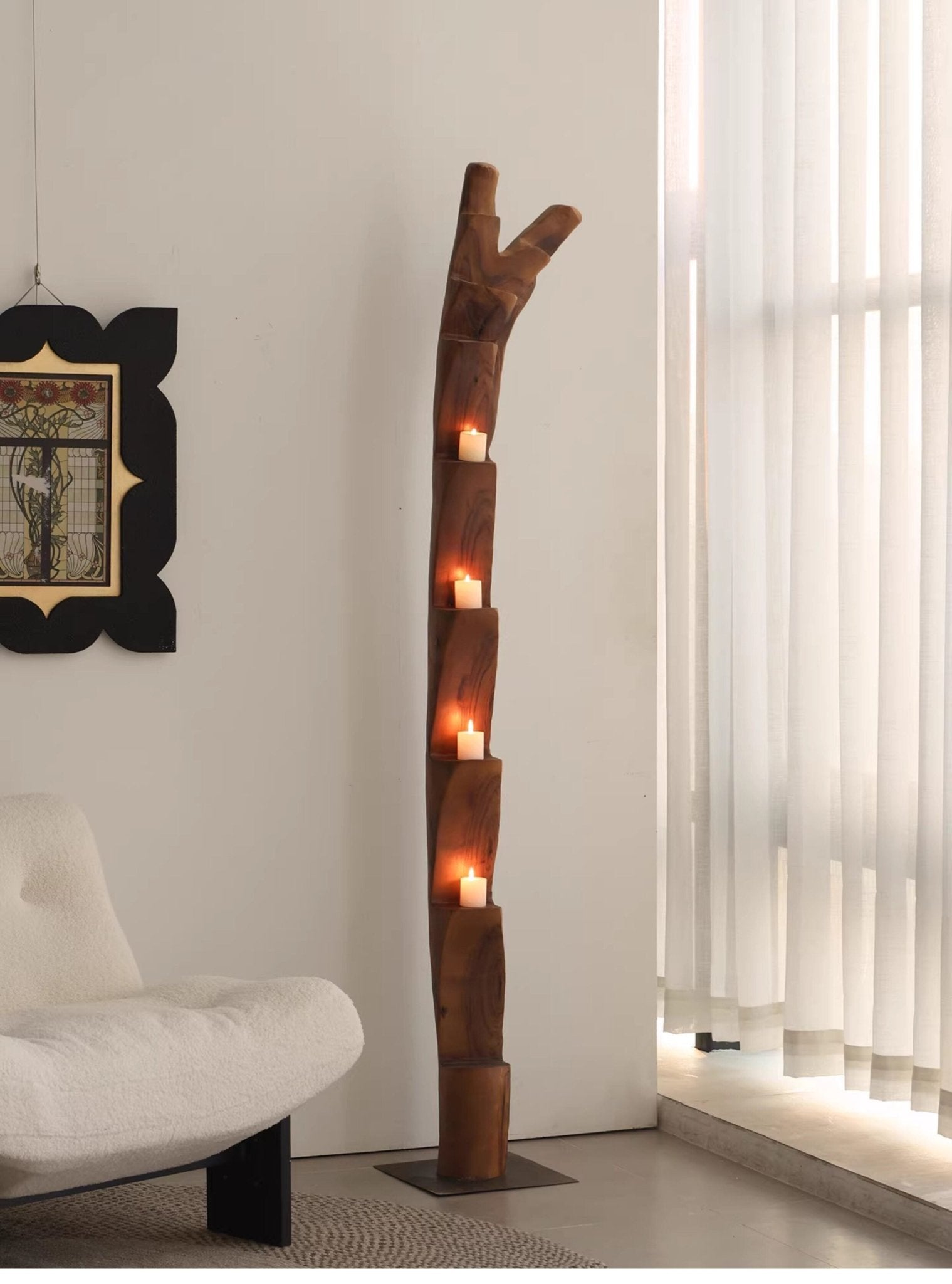 Wooden Branch Candle Tower