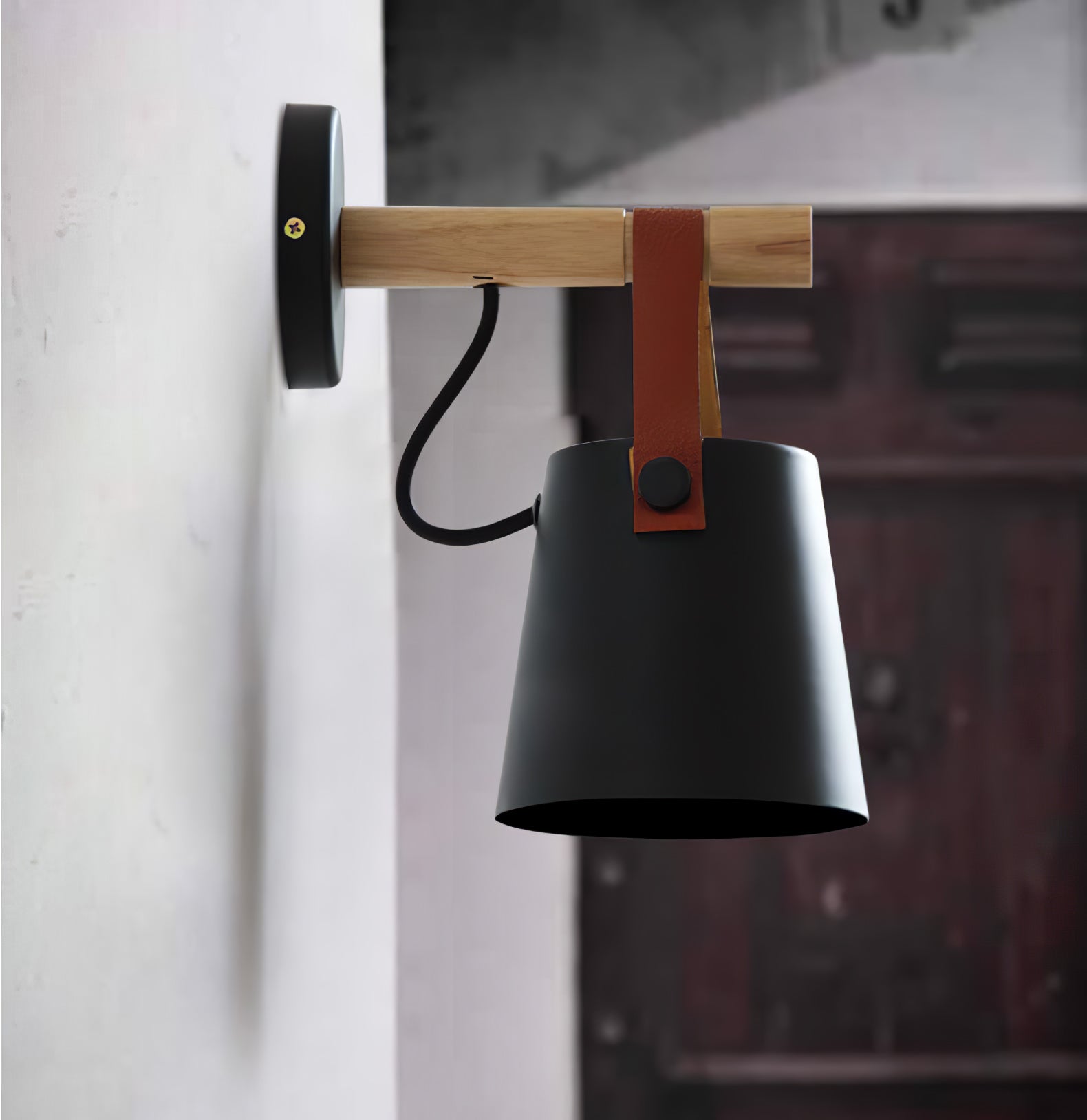Virixon Wood Leather Wall Lamp