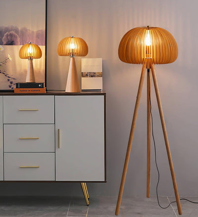 Zetalyre Wooden Tripod Floor Lamp