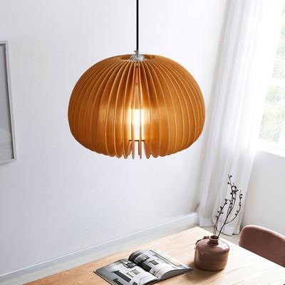 Doren Pendant Lamp Wood Pumpkin Dome Nordic