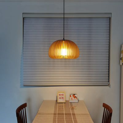 Doren Pendant Lamp Wood Pumpkin Dome Nordic