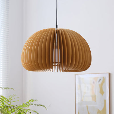 Doren Pendant Lamp Wood Pumpkin Dome Nordic