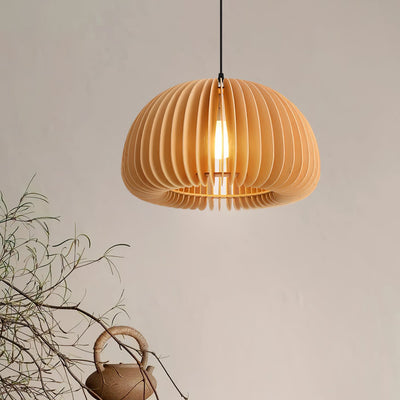 Doren Pendant Lamp Wood Pumpkin Dome Nordic