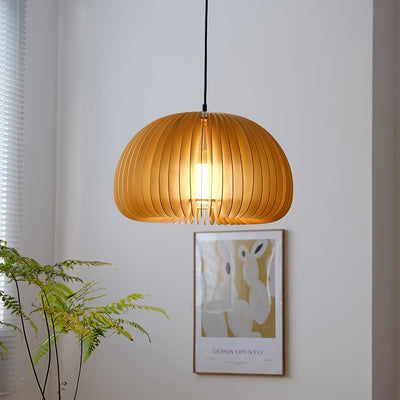 Doren Pendant Lamp Wood Pumpkin Dome Nordic
