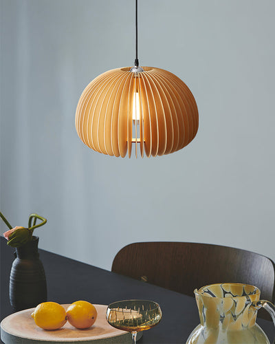 Doren Pendant Lamp Wood Pumpkin Dome Nordic
