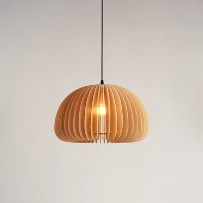 Doren Pendant Lamp Wood Pumpkin Dome Nordic