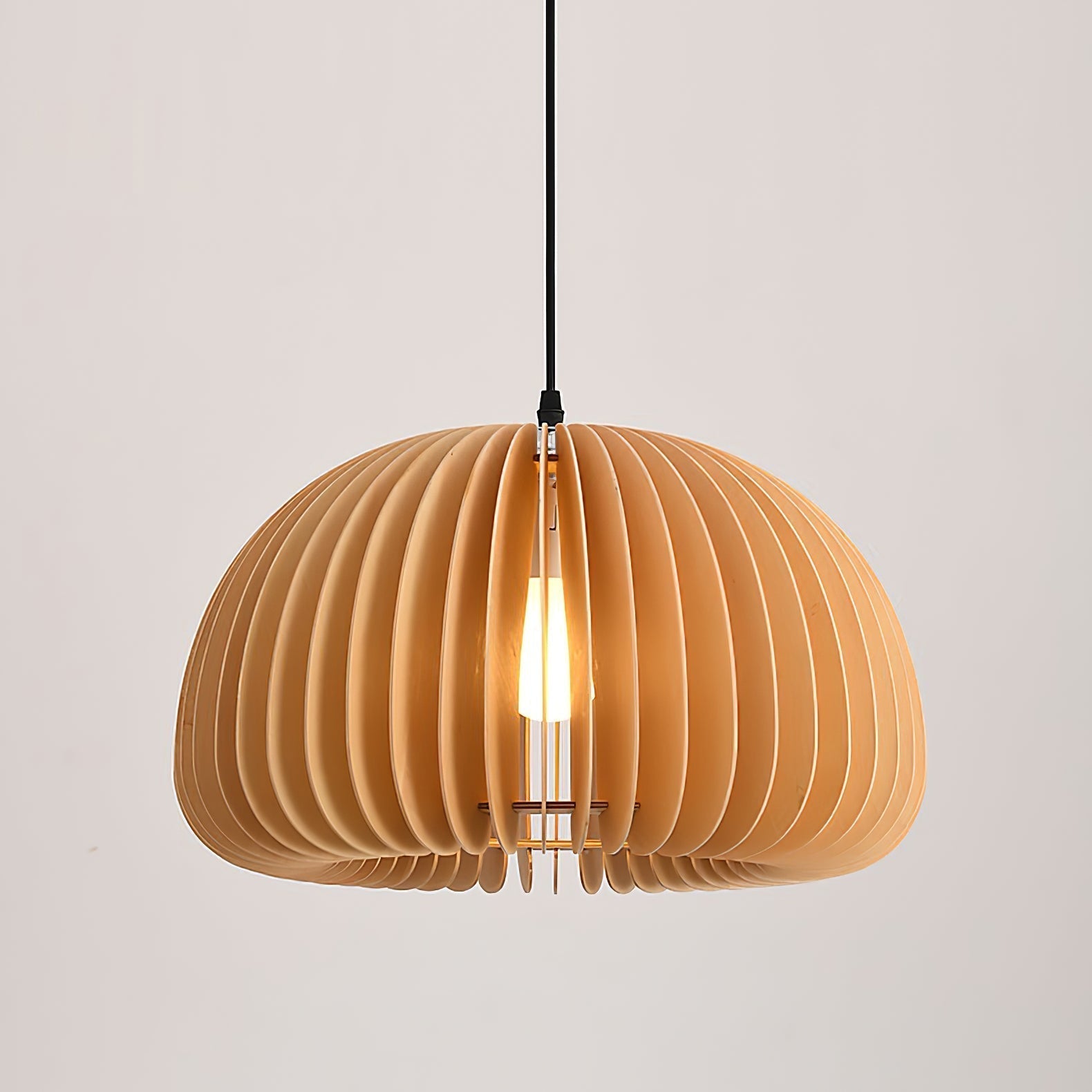 Doren Pendant Lamp Wood Pumpkin Dome Nordic