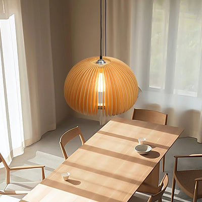 Doren Pendant Lamp Wood Pumpkin Dome Nordic