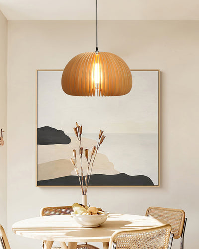 Doren Pendant Lamp Wood Pumpkin Dome Nordic
