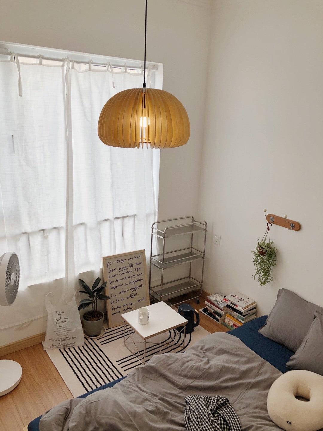 Doren Pendant Lamp Wood Pumpkin Dome Nordic