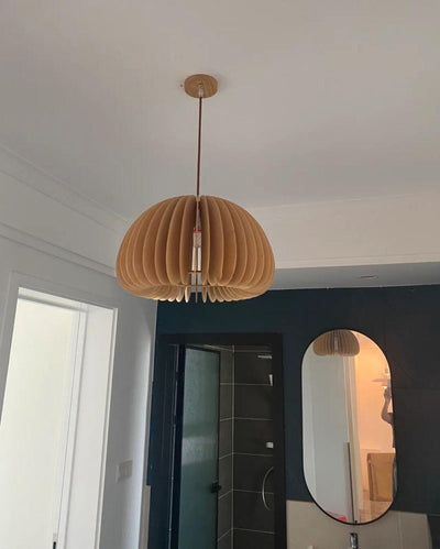 Doren Pendant Lamp Wood Pumpkin Dome Nordic