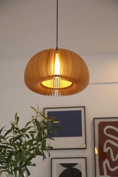 Doren Pendant Lamp Wood Pumpkin Dome Nordic
