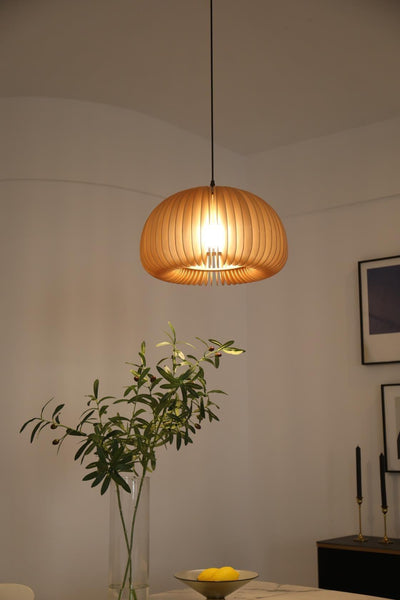 Doren Pendant Lamp Wood Pumpkin Dome Nordic
