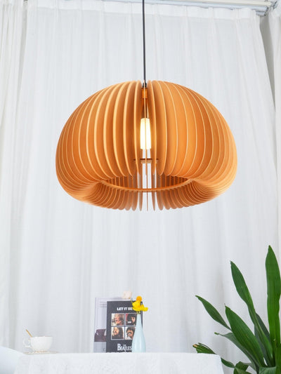 Doren Pendant Lamp Wood Pumpkin Dome Nordic