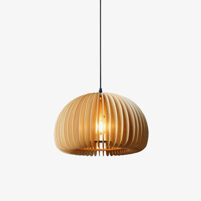 Doren Pendant Lamp Wood Pumpkin Dome Nordic
