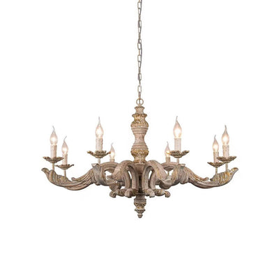 Vovynan Luxury Roman Column Wooden Chandelier - Neutral Decor