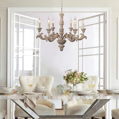 Vovynan Luxury Roman Column Wooden Chandelier - Neutral Decor