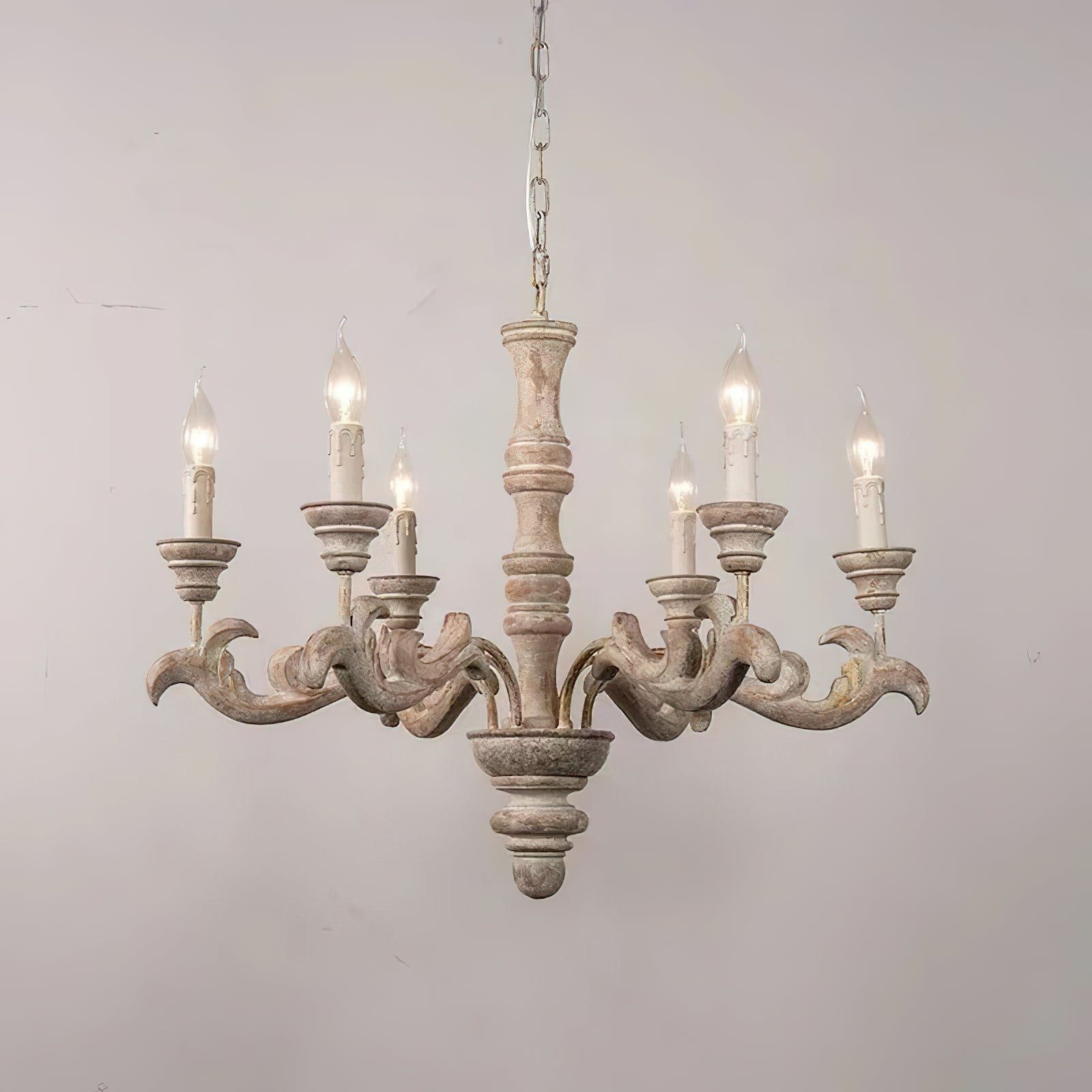 Vovynan Luxury Roman Column Wooden Chandelier - Neutral Decor