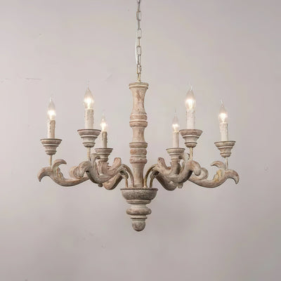 Vovynan Luxury Roman Column Wooden Chandelier - Neutral Decor
