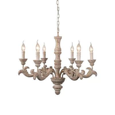 Vovynan Luxury Roman Column Wooden Chandelier - Neutral Decor