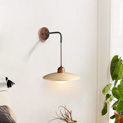 Sylaaria Wooden Saucer Wall Sconce