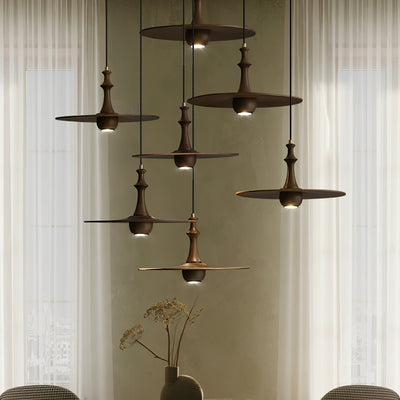 Spindle Wooden Spin Pendant Light