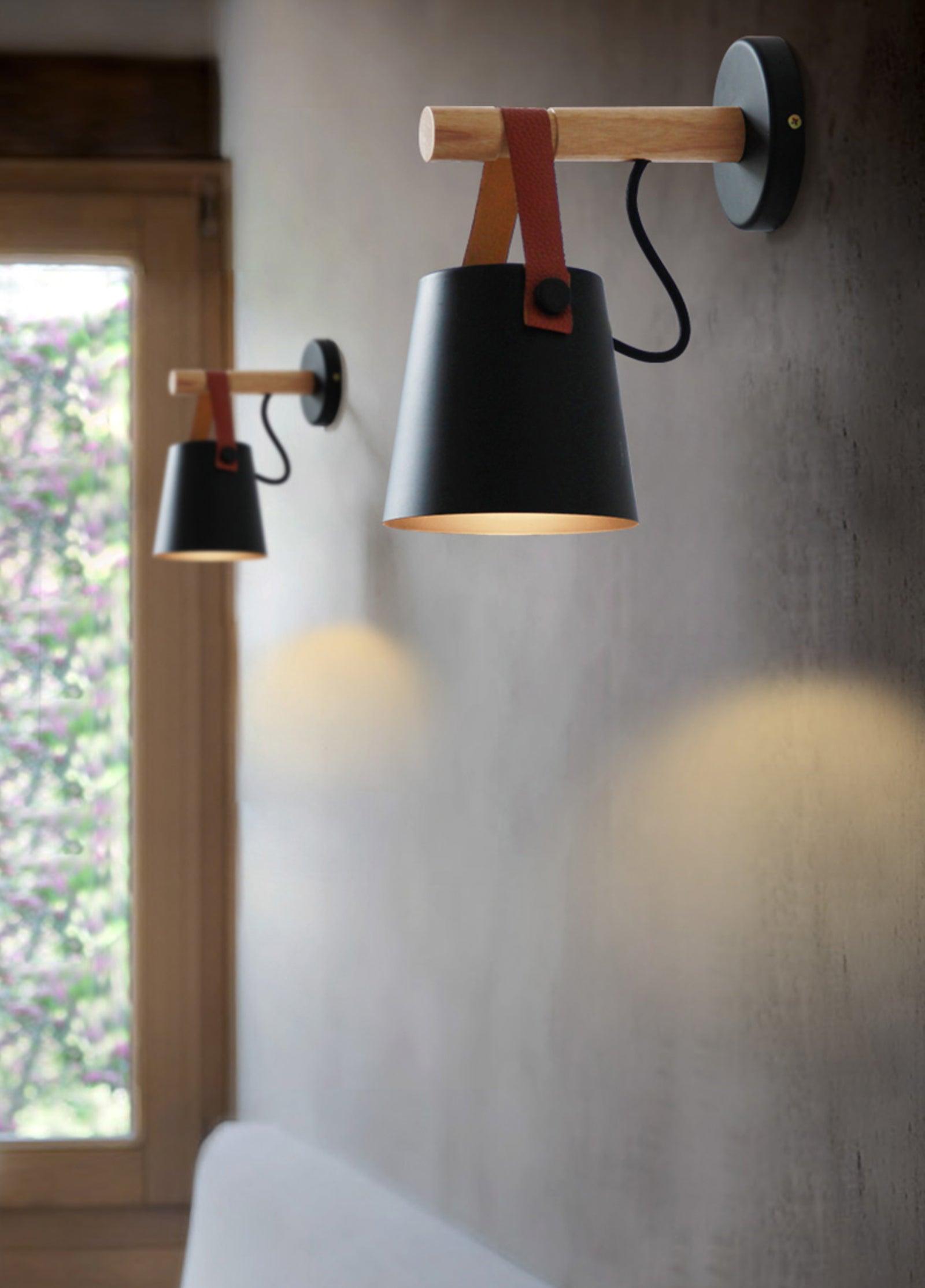 Virixon Wood Leather Wall Lamp