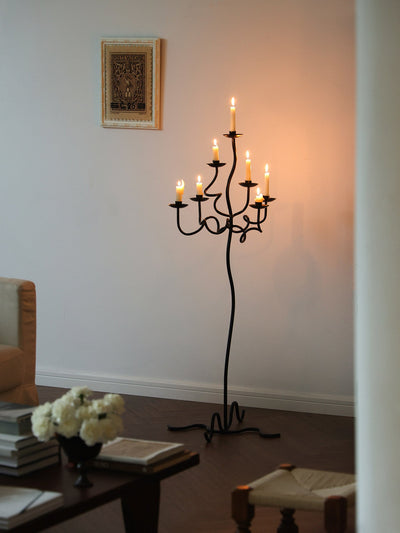 Hand Forged Iron Floor Candelabra