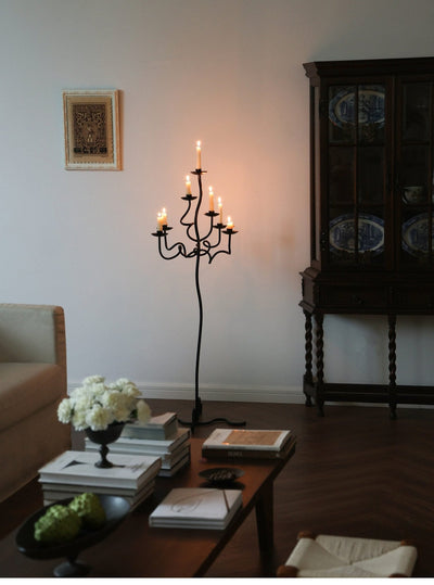 Hand Forged Iron Floor Candelabra