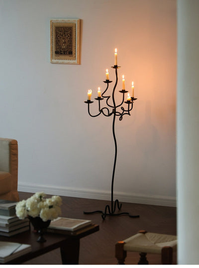 Hand Forged Iron Floor Candelabra