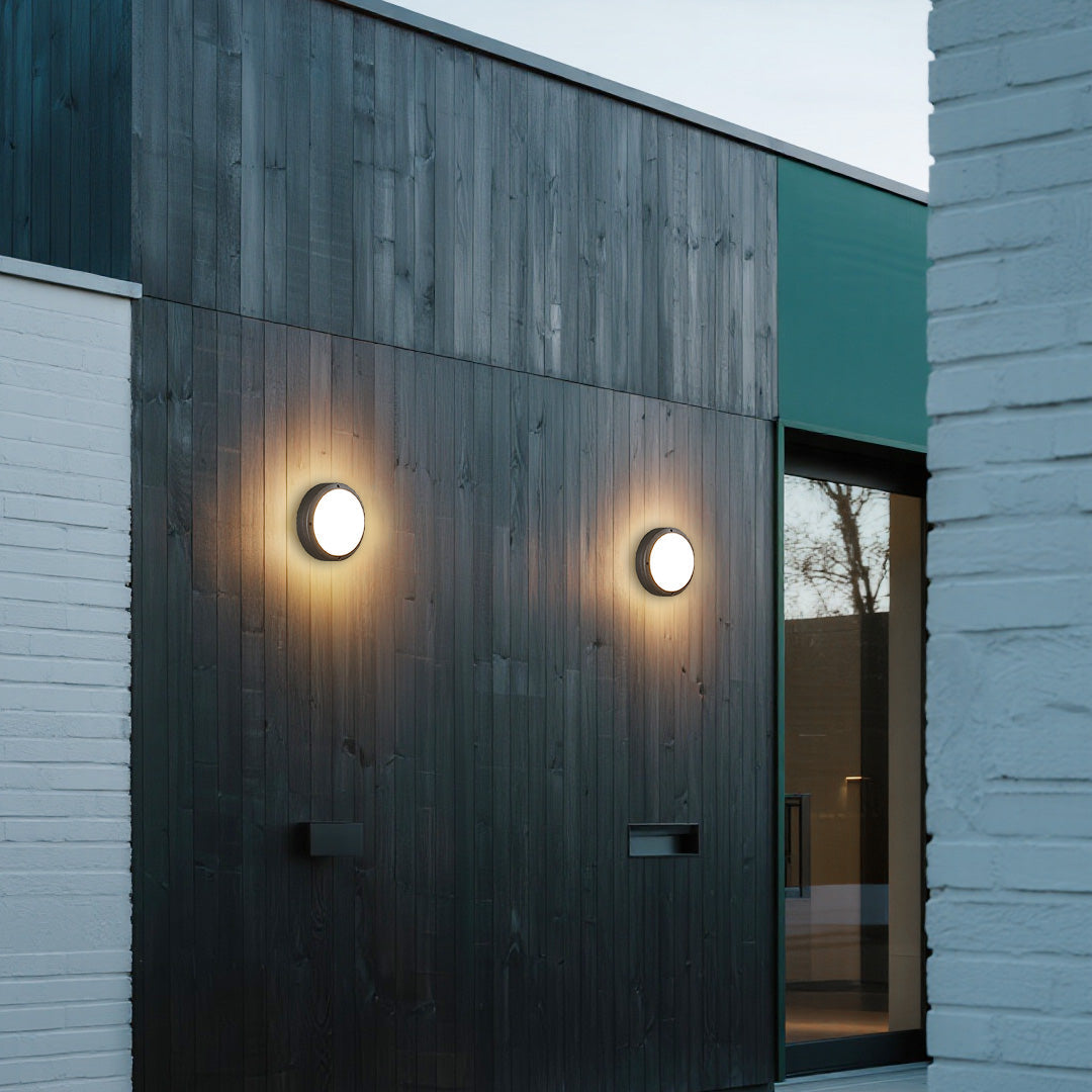 Tasha Round Minimalist Aluminum Outdoor Wall Lights