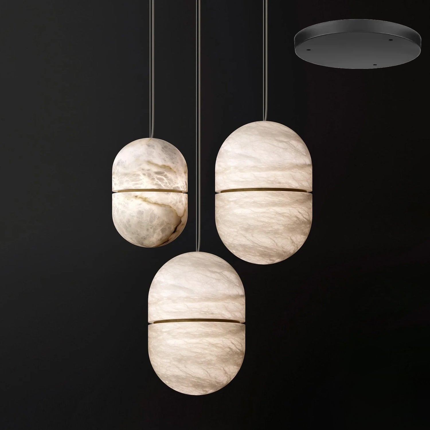 Satatr Alabaster Pendant Light Capsule-shaped