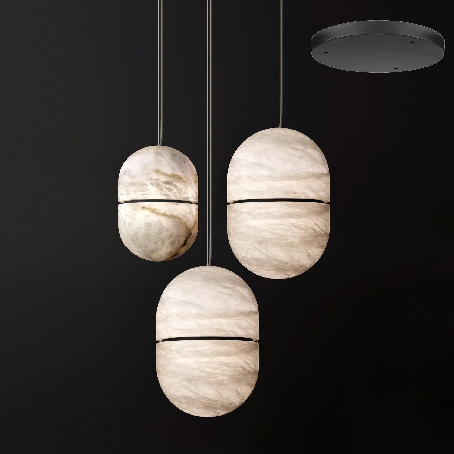 Satatr Alabaster Pendant Light Capsule-shaped