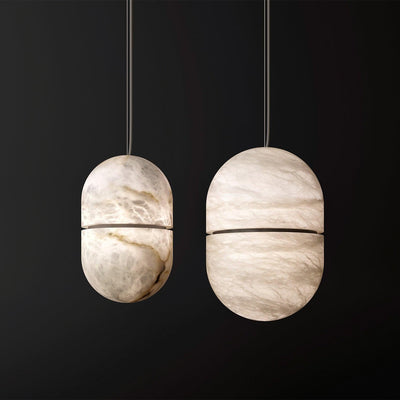 Satatr Alabaster Pendant Light Capsule-shaped
