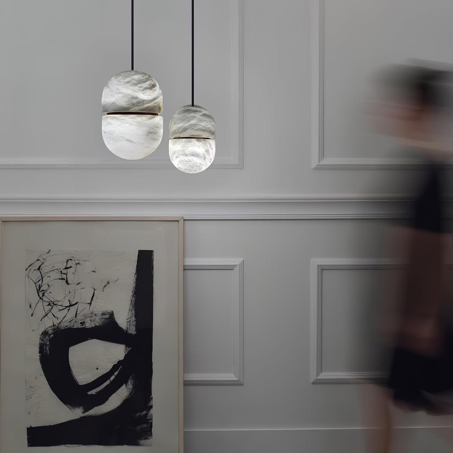 Satatr Alabaster Pendant Light Capsule-shaped