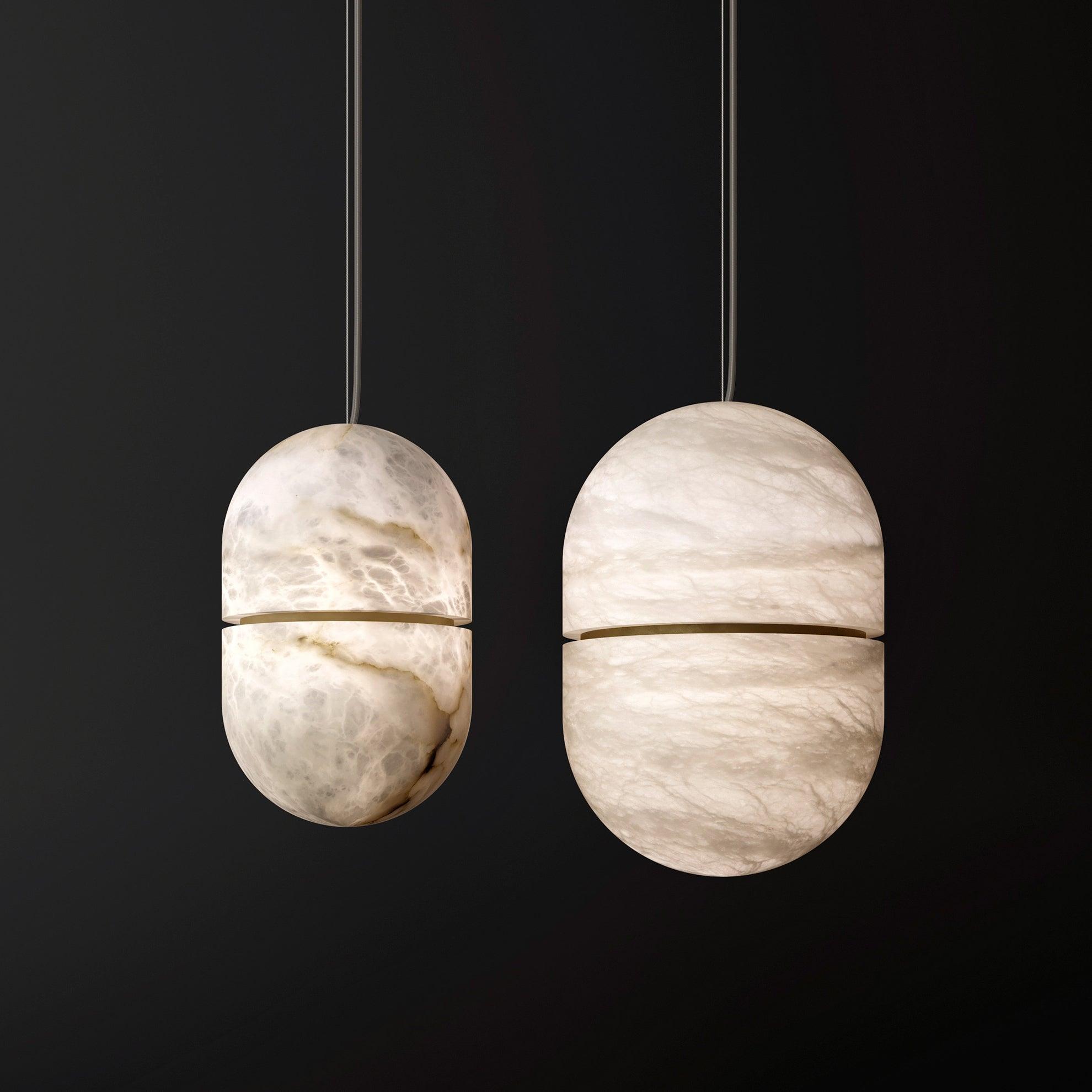 Satatr Alabaster Pendant Light Capsule-shaped