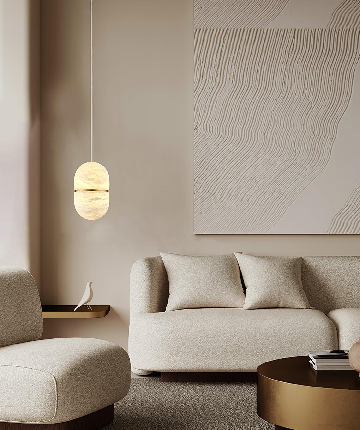 Satatr Alabaster Pendant Light Capsule-shaped