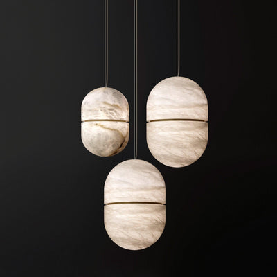 Satatr Alabaster Pendant Light Capsule-shaped