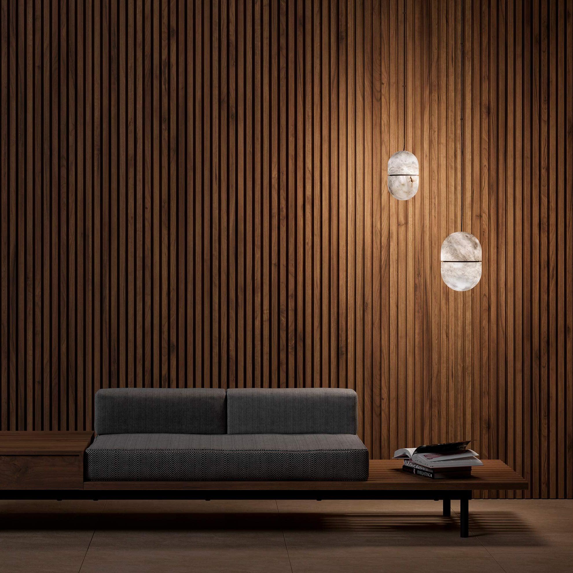 Satatr Alabaster Pendant Light Capsule-shaped