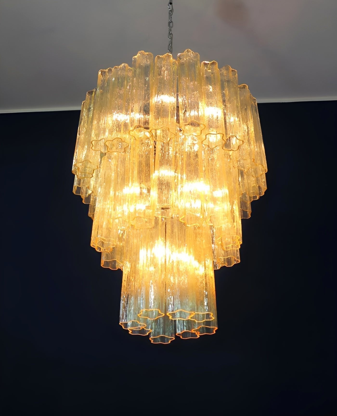 Eireraria Chandelier Yellow Glass Tube Tiered Warm
