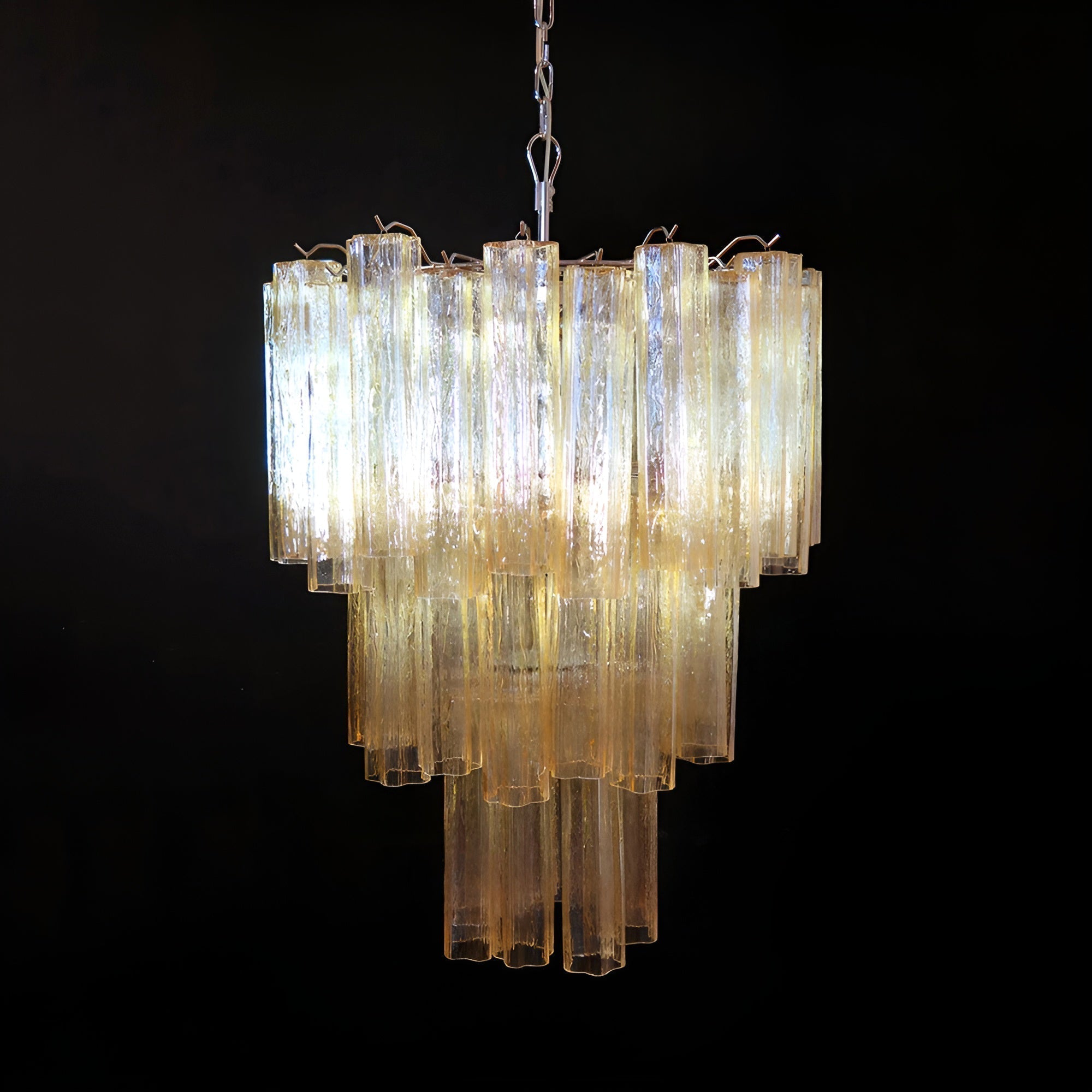 Eireraria Chandelier Yellow Glass Tube Tiered Warm