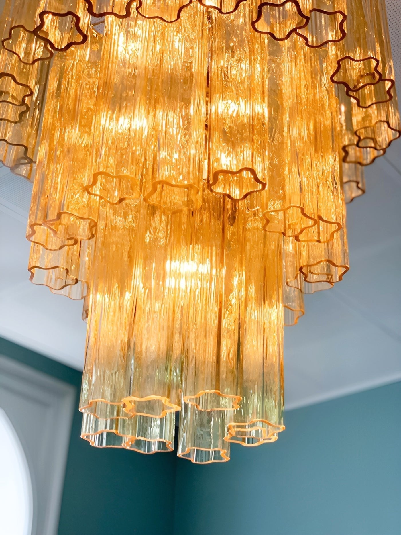 Eireraria Chandelier Yellow Glass Tube Tiered Warm